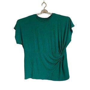 Ava & Viv Womens Plus Size Relaxed Stretch Twist-Front Green Blouse Top